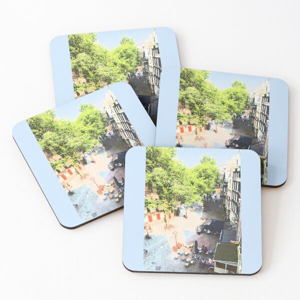 Item preview, Vintage Charm: Aerial Shot of Amsterdam Square with Café Patios and Trees designed and sold by InbalTurShalom.