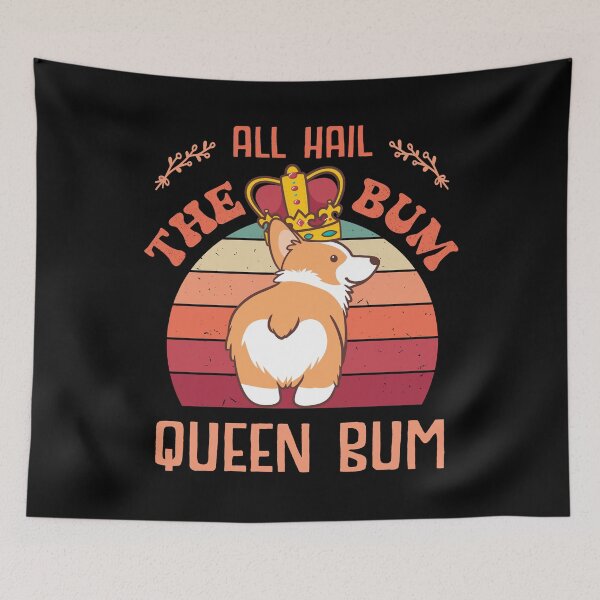 Item preview, FUNNY VINTAGE SUNSET THE QUEEN BUM CUTE CORGI BUTT  designed and sold by FlutteringWings.