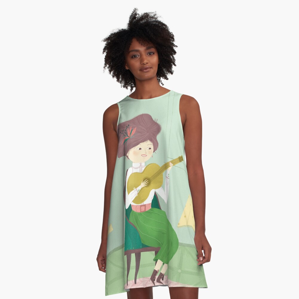 Vista previa del artículo con la obra «Vestido acampanado», diseñado y vendido por beabgv.