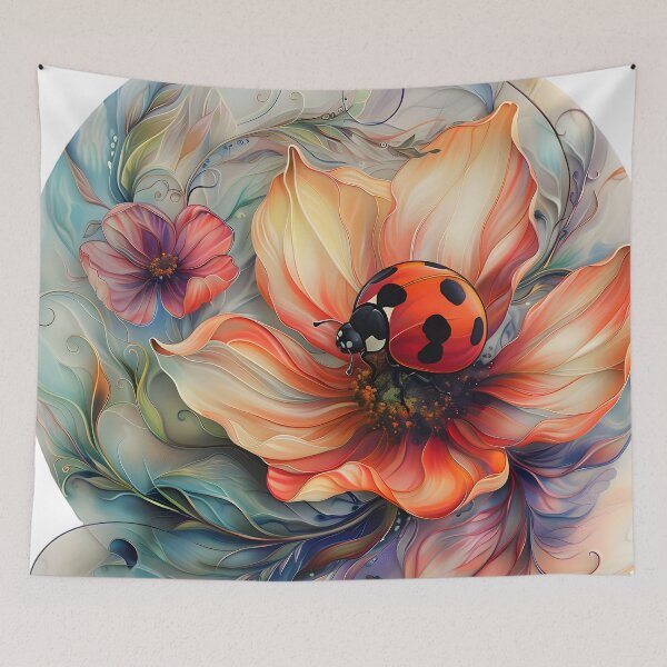 Item preview, Stained Glass Serenity: A Ladybug's Dream designed and sold by AI-Only Creations.