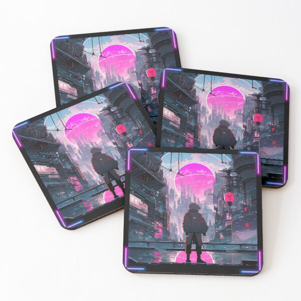 Item preview, She looks at the sunrise over cyberpunk Mega Tokyo. designed and sold by Mecha Brave Studio.