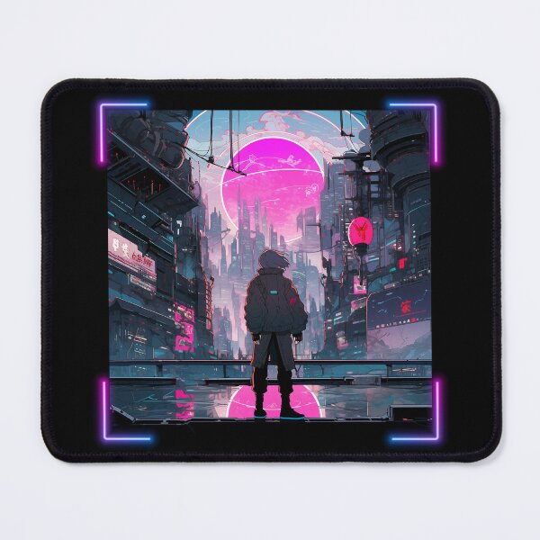Item preview, She looks at the sunrise over cyberpunk Mega Tokyo. designed and sold by Mecha Brave Studio.