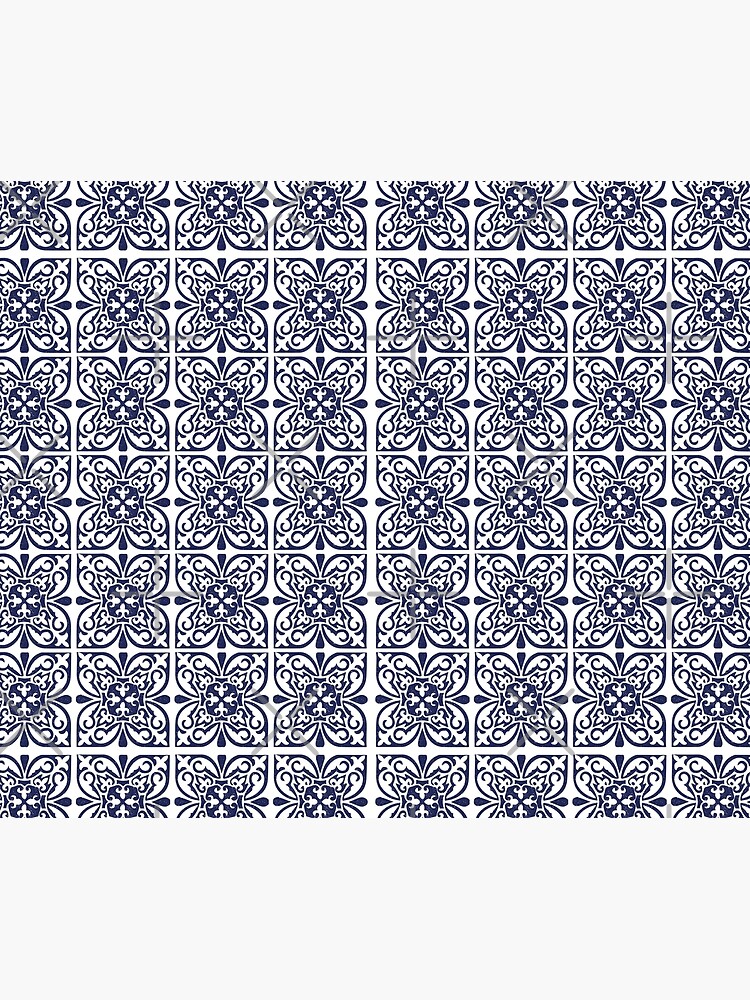 Indigo Navy Blue White Moroccan Trellis Lattice Pattern by HotHibiscus