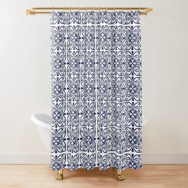 Indigo Turkish Shower Curtain