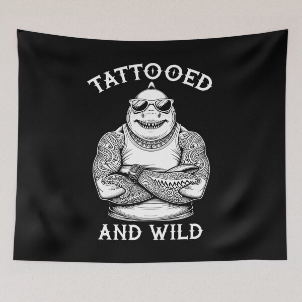 Item preview, Tattooed And Wild Funny Inked Shark Animal Tattoo Lover designed and sold by GrandeDuc.