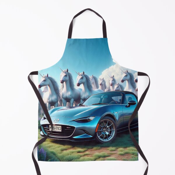 Item preview, AI generated fantasy Mazda MX-5 with Unicorns designed and sold by MartinPhotos.