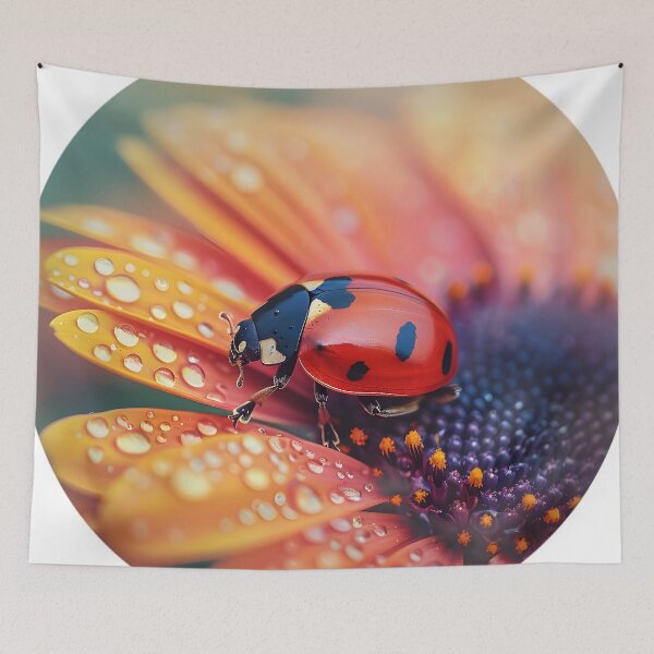 Item preview, Glistening Serenity: Ladybug on Petal designed and sold by AI-Only Creations.