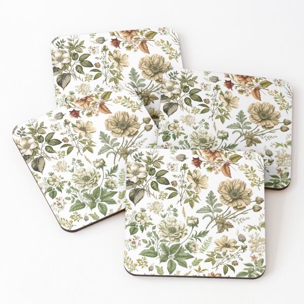 Item preview, Vintage illustrated flowers in muted colors designed and sold by NoaaDesign.