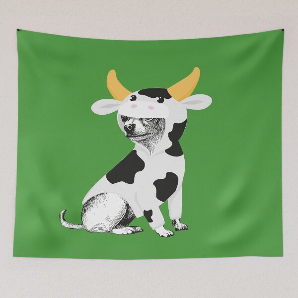 Item preview, Funny chihuahua dressed as cow designed and sold by WalkWiseDesign.