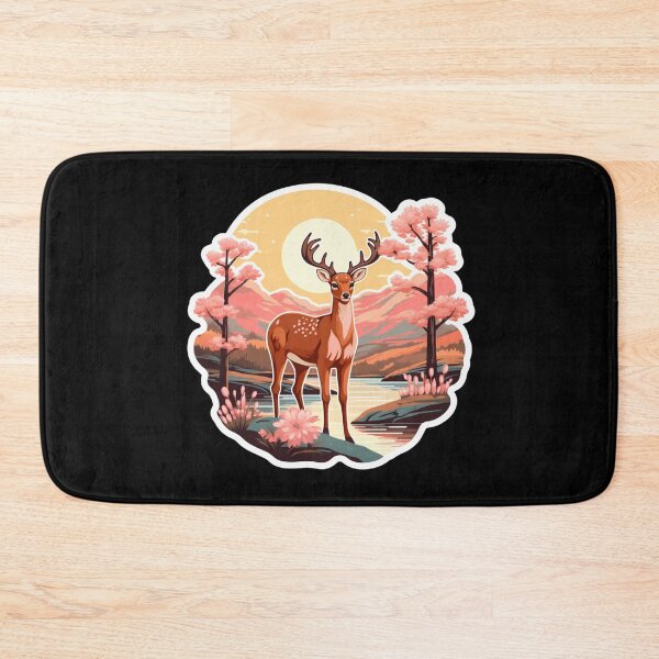 Item preview, Nature Silhouette Beautiful landscape, mountain, pink flowers, stress relief, elk designed and sold by SMARTKIT  DESIGNAGENCY.