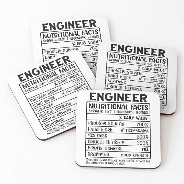 Item preview,  Funny Engineer Nutritional Facts designed and sold by Margival.