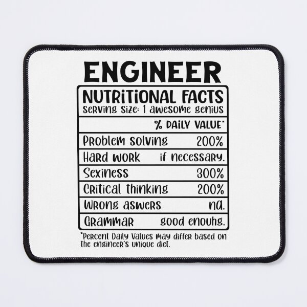 Item preview, Funny Engineer Nutritional Facts designed and sold by Margival.