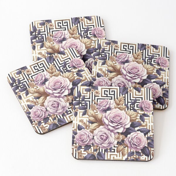 Item preview, Lilac Pink Greek Key Roses designed and sold by DesignsByPrnces.