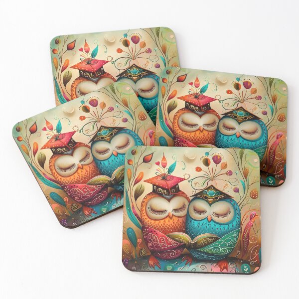 Item preview, Literary Owls: A Whimsical Chapter in Naif Nature Art designed and sold by Moisky Art.