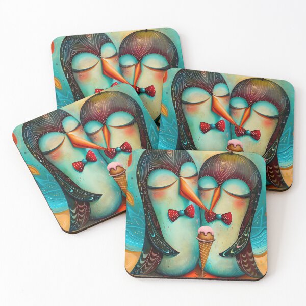 Item preview, Sweetheart Waddle: Penguins Sharing a Moment of Delight designed and sold by Moisky Art.