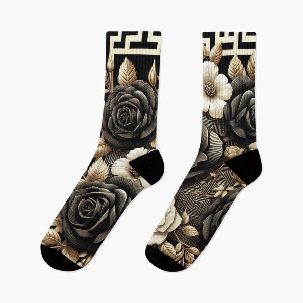 Item preview, Black & Cream Greek Key Roses designed and sold by DesignsByPrnces.
