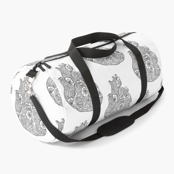 Item preview, Floral Anatomical Heart Line Drawing (Black and White) designed and sold by littlecurlew.