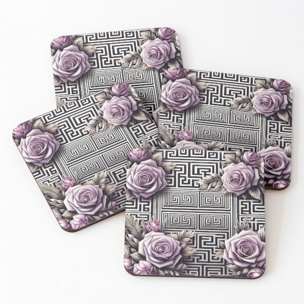 Item preview, Purple Greek Key Roses designed and sold by DesignsByPrnces.