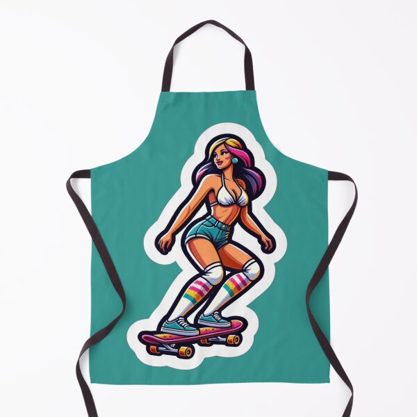 Item preview, Skateboard Pinup in Denim Shorts designed and sold by PinUpPizzazz.