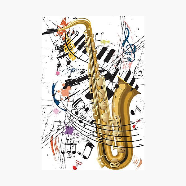 Saxophone, Jazz and Piano Photographic Print