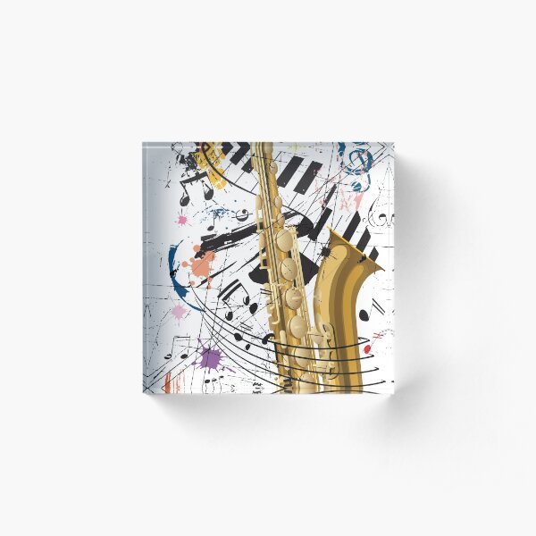Saxophone, Jazz and Piano Acrylic Block