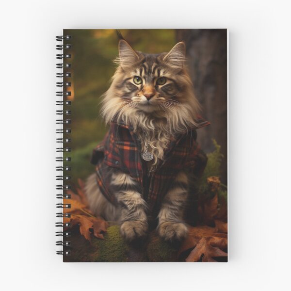 Item preview, Maine Coon lumberjack cat in Maine forest designed and sold by ThisWayUpAr.