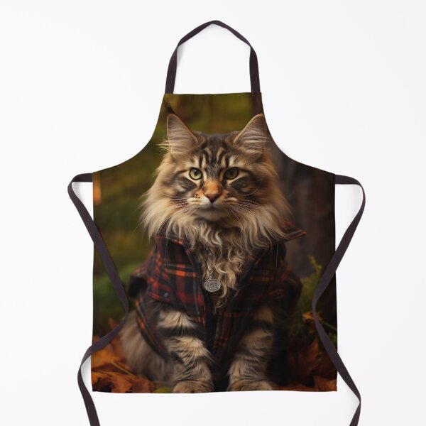 Item preview, Maine Coon lumberjack cat in Maine forest designed and sold by ThisWayUpAr.