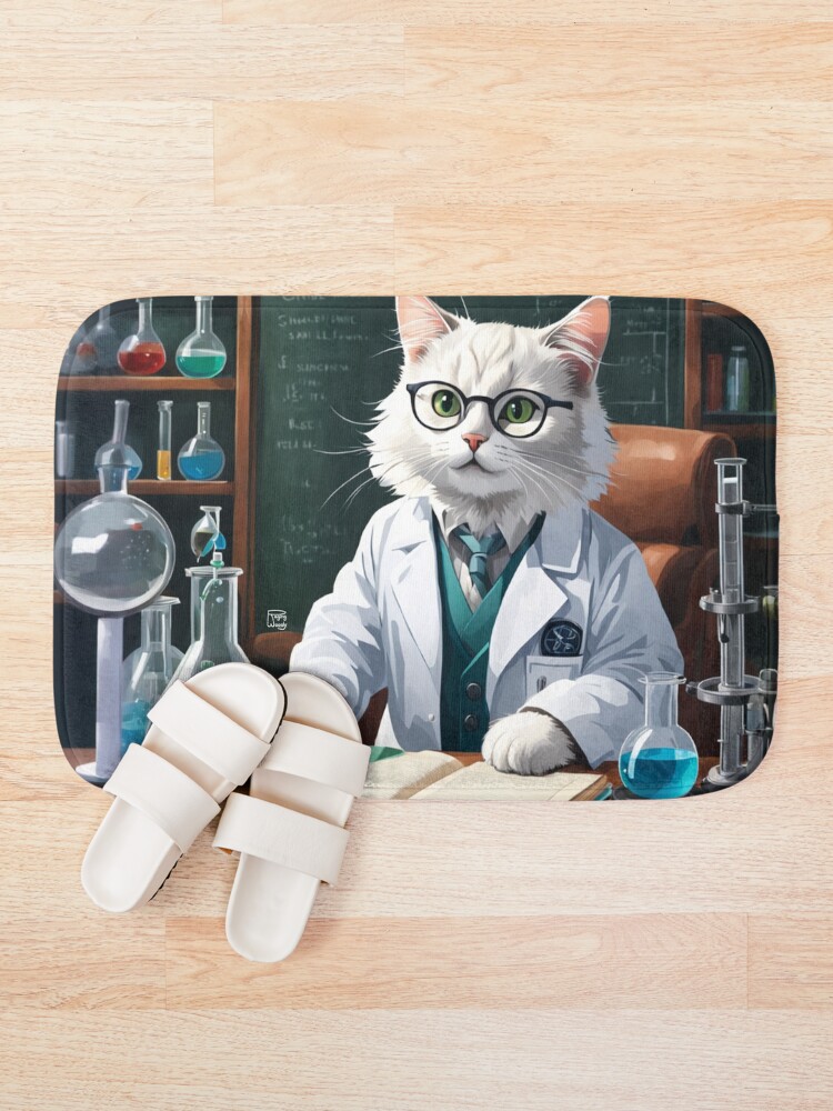 Thumbnail 1 of 6, Bath Mat, Professor Fluffy designed and sold by RagingWoody.