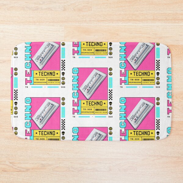 Item preview, TECHNO  - TR 909 Drum Machine (Black/Pink/Blue)  designed and sold by Discothreadz.