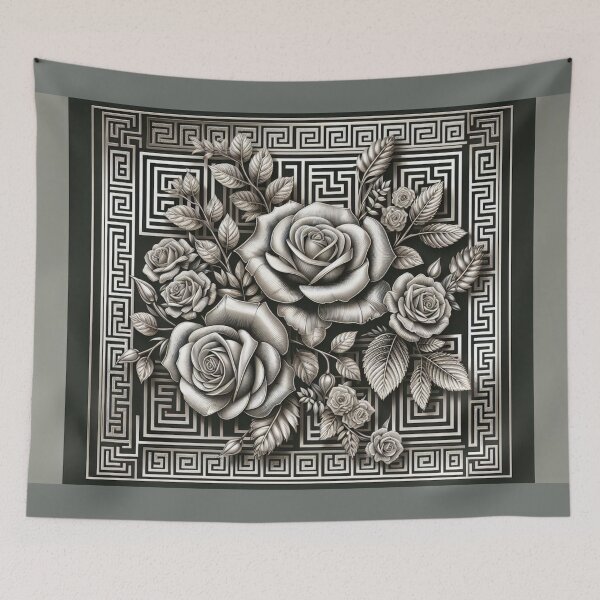 Item preview, Silver Greek Key Roses designed and sold by DesignsByPrnces.