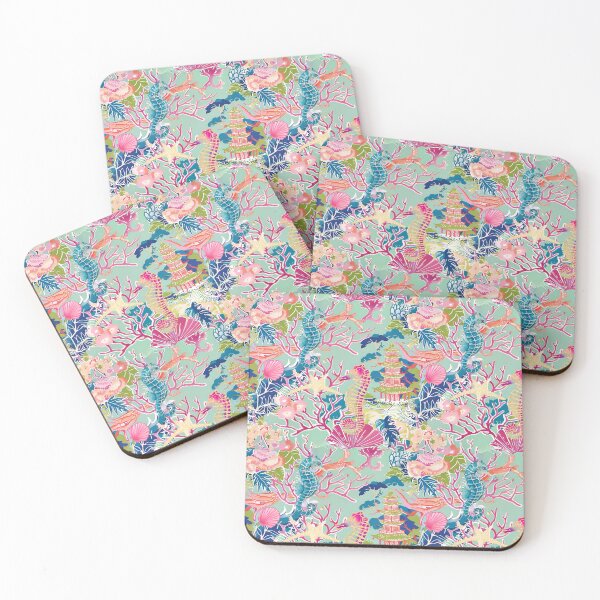 Item preview, Chinoiserie Acquarius in sage and pink designed and sold by SophieClimaArt.