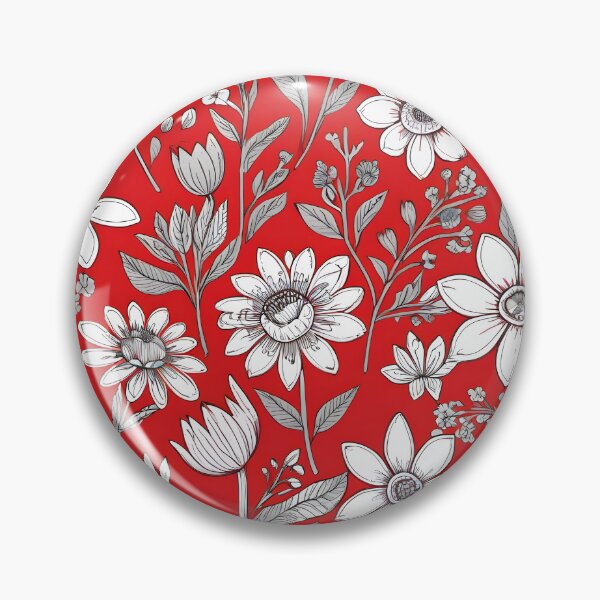 Item preview, Red and white spring floral pattern designed and sold by perlphoto.