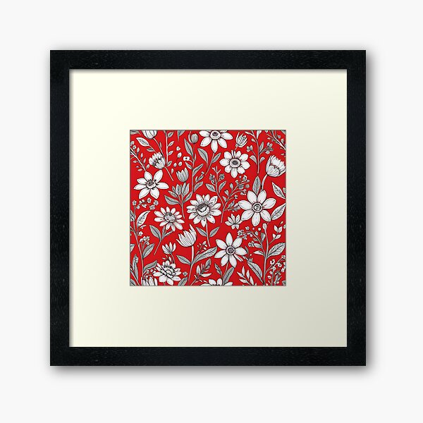 Item preview, Red and white spring floral pattern designed and sold by perlphoto.