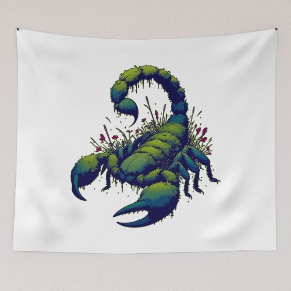 Item preview, Scorpion overgrown with moss, plants and flowers designed and sold by TomFrontierArt.