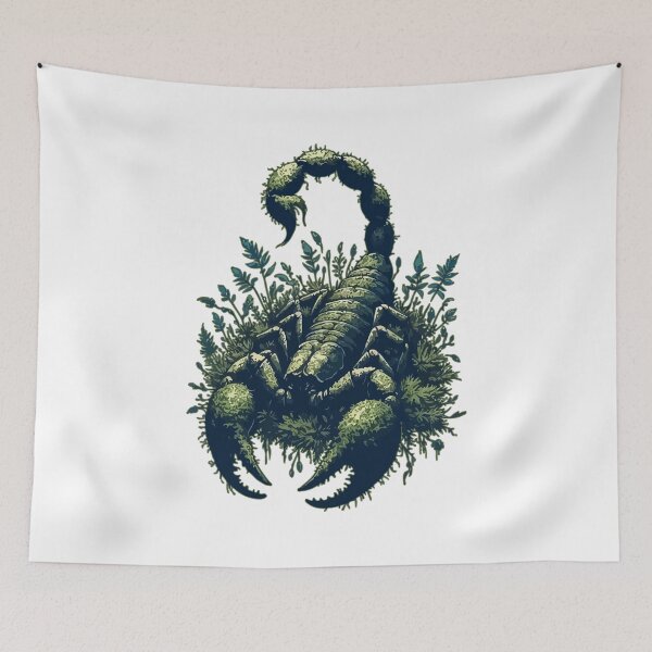 Item preview, Scorpion overgrown with moss, plants and flowers designed and sold by TomFrontierArt.