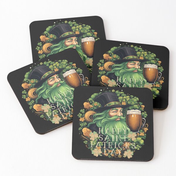 Item preview, Cheers, Happy Saint Patricks Day, Guiness, Gold Clovers designed and sold by PomskysRus.