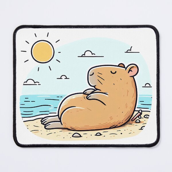 Item preview, Cute Cartoon Capybara Chilling On The Beach designed and sold by ArtfullyRad.