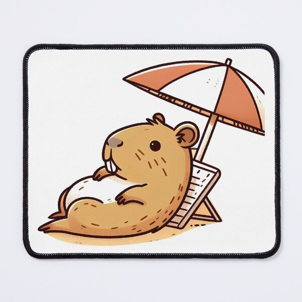 Item preview, Cute Cartoon Capybara Laying On The Beach designed and sold by ArtfullyRad.