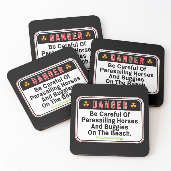 Item preview, DANGER:  Be Careful Of Parasailing Horses and Buggies On The Beach.  #CommasMatter - funny warning grammar signs designed and sold by DesignsFromTW-S.