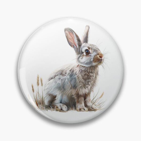 Item preview, Drawing of a Grey Bunny sat in straw designed and sold by Sticker1Central.