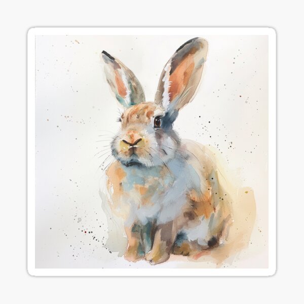 Item preview, Colourful Watercolour Of A Golden Bunny designed and sold by Sticker1Central.