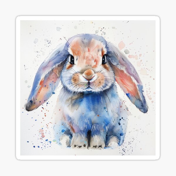 Item preview, Colourful Watercolour Of A Small Silver Bunny designed and sold by Sticker1Central.