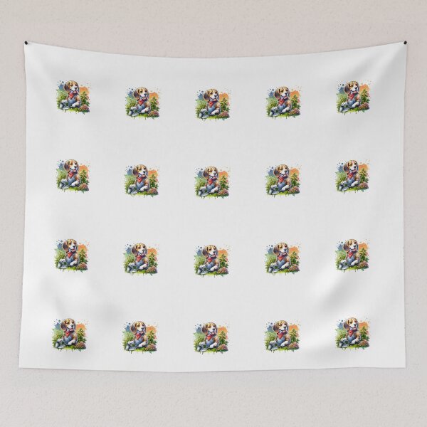 Item preview, beagle in the garden designed and sold by schoolarts.