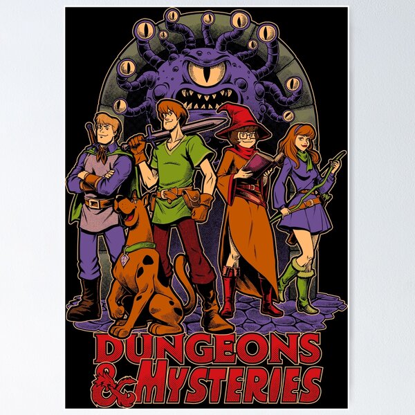 Artikel-Vorschau von Dungeons and Mysteries – Rollenspiel-Vintage-Hunde-Cartoon, designt und verkauft von Studio Mootant.