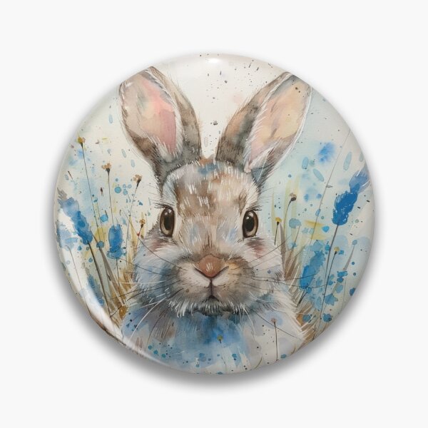 Artikelvorschau, Aquarell eines Hasen in Blumen entworfen und verkauft von Sticker1Central.