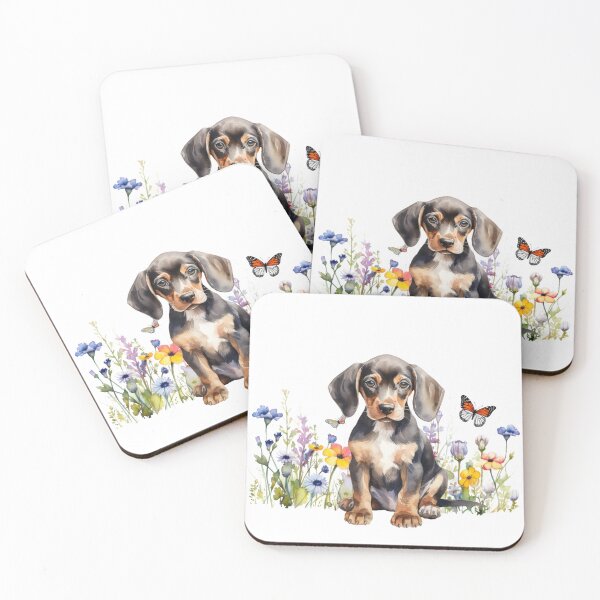Item preview, Cachorro Black Tan Coonhound con flores de primavera designed and sold by TheAnimalZ00.