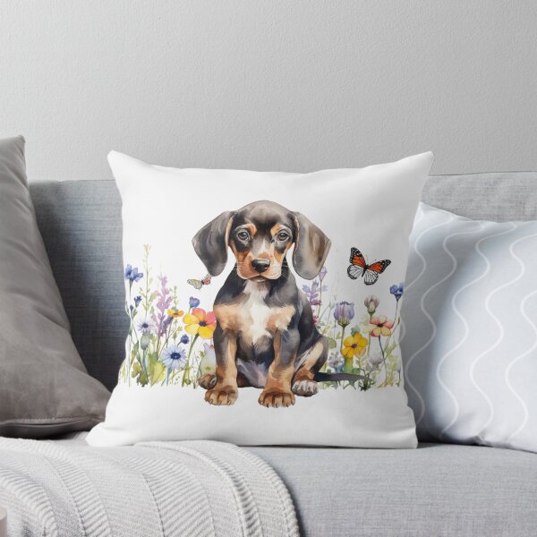 Item preview, Black Tan Coonhound Puppy With Spring Flowers designed and sold by TheAnimalZ00.