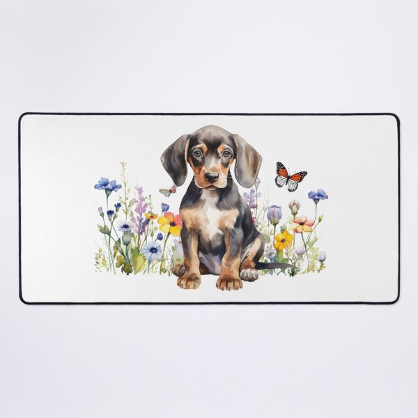 Item preview, Black Tan Coonhound Puppy With Spring Flowers designed and sold by TheAnimalZ00.