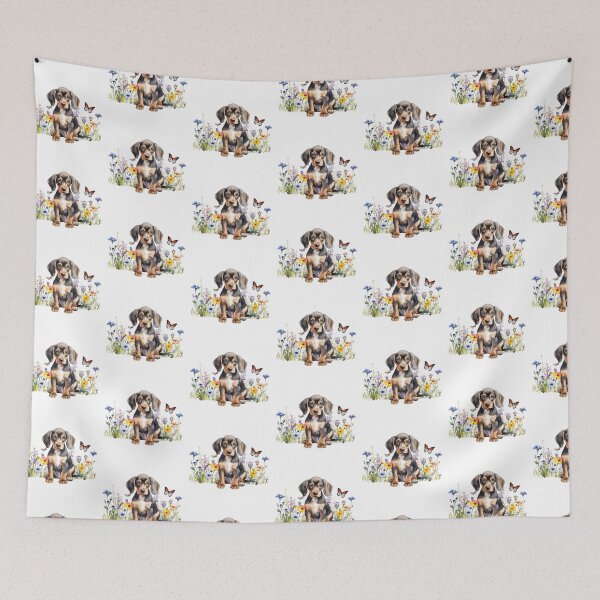 Item preview, Black Tan Coonhound Puppy With Spring Flowers designed and sold by TheAnimalZ00.