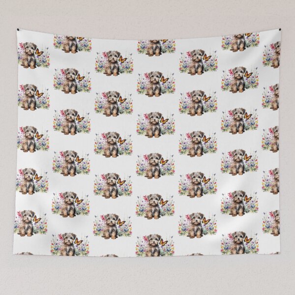 Item preview, Dandie Dinmont Terrier Puppy Spring Flowers designed and sold by TheAnimalZ00.